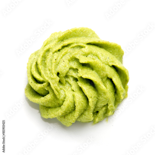 Wasabi on white background. Top view