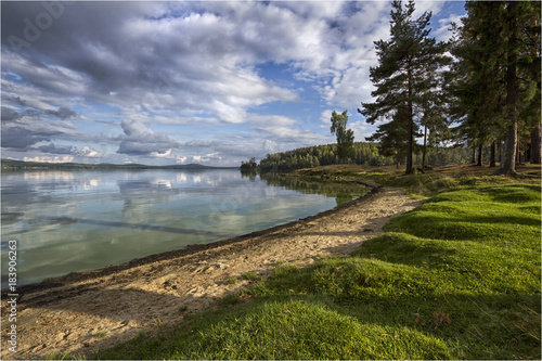 Reflection of clouds in the lake.