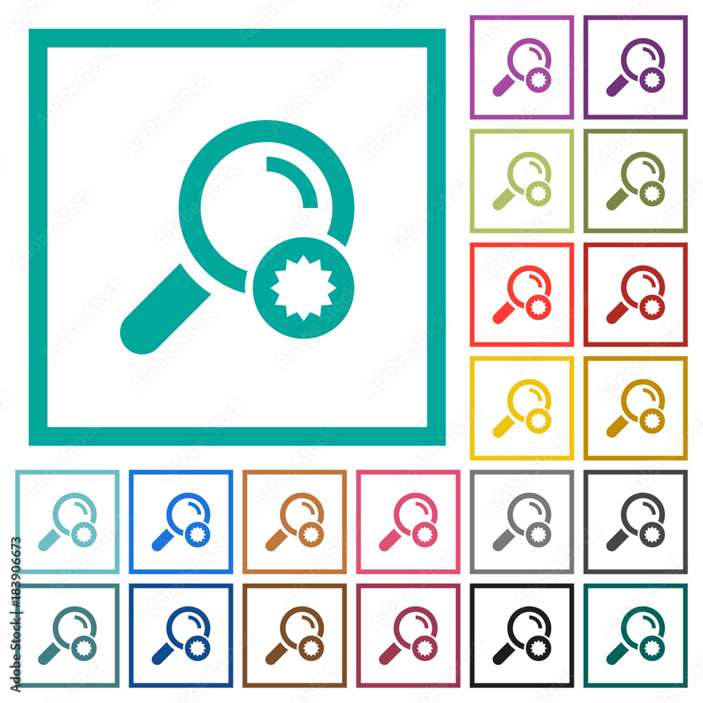 Trusted search flat color icons with quadrant frames Trusted search flat color icons with quadrant frames