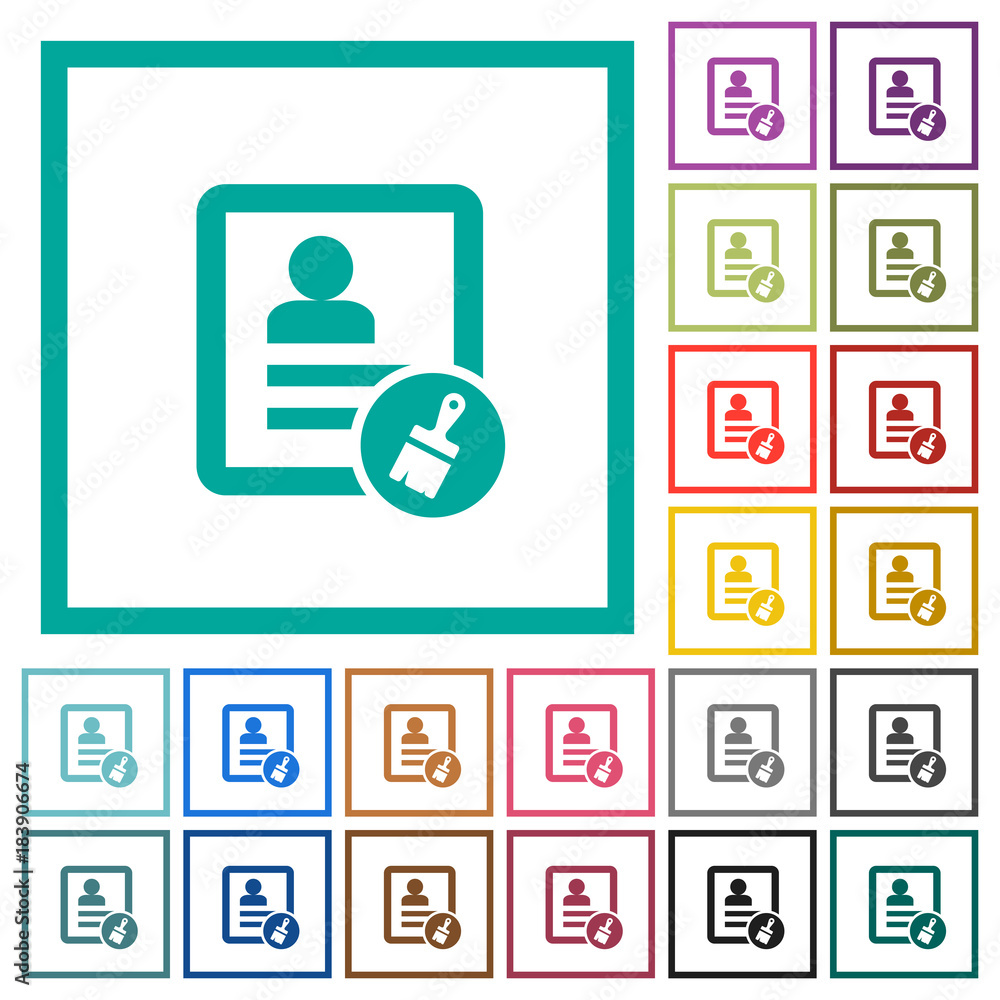 Paste contact flat color icons with quadrant frames Paste contact flat color icons with quadrant frames