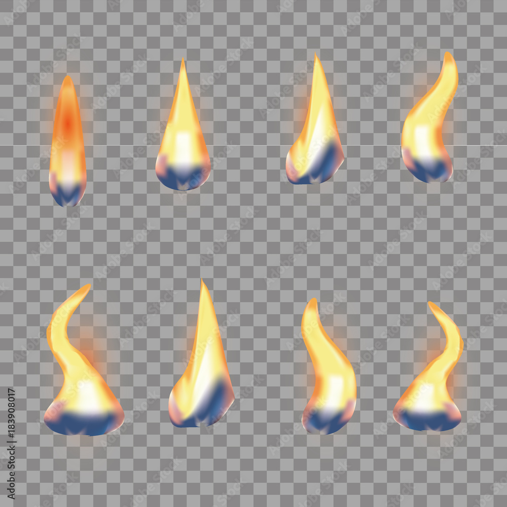 Candle fire flame isolated. Realistic candle bright flame decoration on black. Candle fire flame isolated. Realistic candle bright flame decoration on black.
