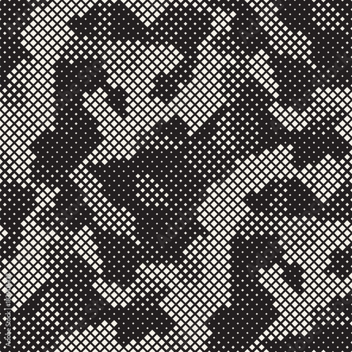 Modern Stylish Halftone Texture. Endless Abstract Background With Random Size Squares. Vector Seamless Squares Mosaic Pattern