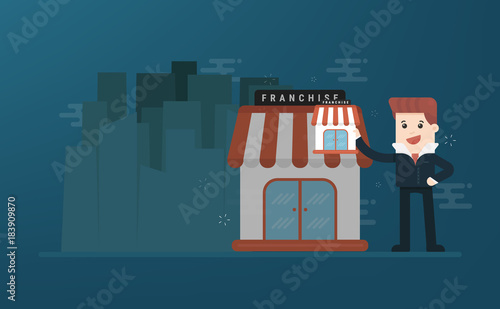 Businessman want to expand his business, franchise concept. business concept. flat design