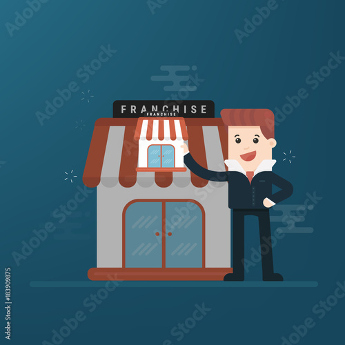 Businessman want to expand his business, franchise concept. business concept. flat design