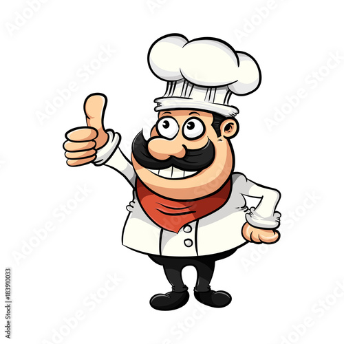 cartoon cute funny chef cook in the cap