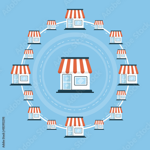 Business concept, Franchise business. Vector illustration.
