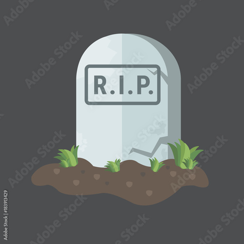 grave flat icon, grave sign, halloween concept.