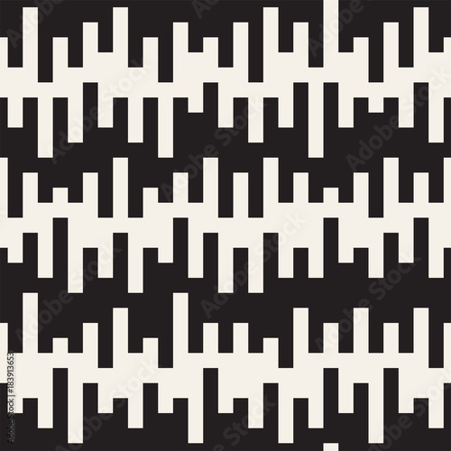 Irregular Tangled Lines. Abstract Geometric Background Design. Vector Seamless Black and White Chaotic Pattern...