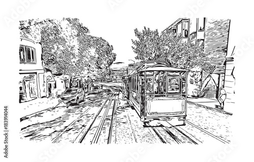Sketch of San Fransisco city Road, California, USA in vector illustration.