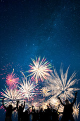 Friends looks holiday fireworks