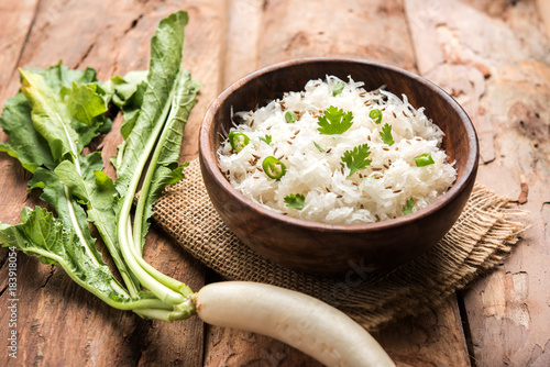 Radish Raita / daikon or Mooli Koshimbir is a condiment from the Indian subcontinent, made with dahi or curd together with raw or cooked vegetables like radish, tomato, green chilli and coriander 
 photo