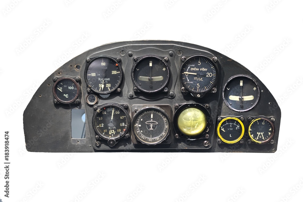 Plane dashboard isolated on white Plane dashboard isolated on white