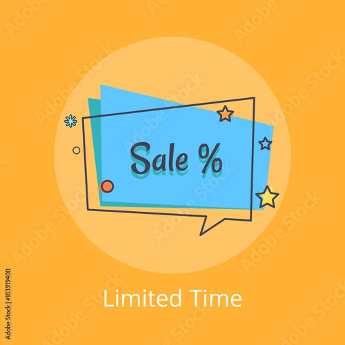 Limited Time Sale Banner in Speech Bubble Vector
