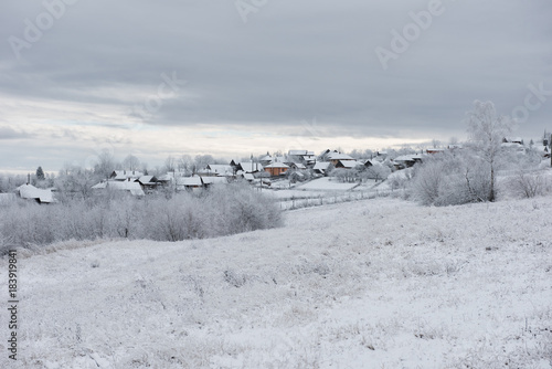 Small winter village in the mountains