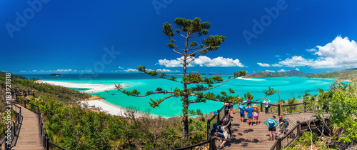 WHITSUNDAYS, AUS - SEPT 22 2017: Lookouts over Whitehaven Beach in the Whitsunday Islands, Queensland, Australia photo