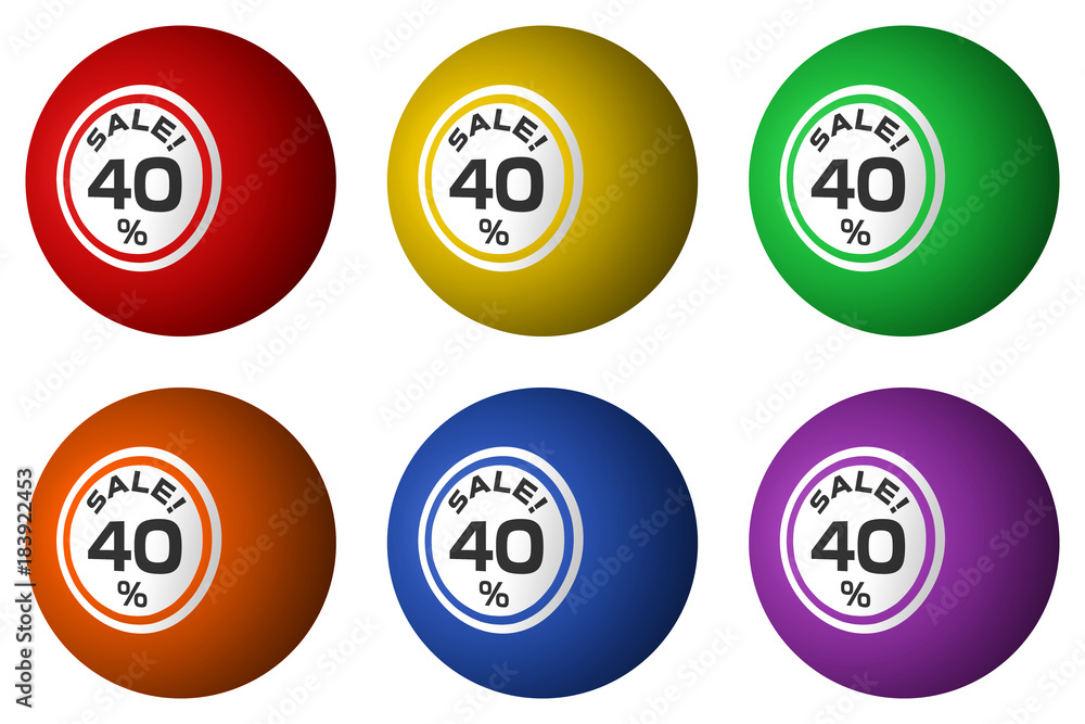 40% discount. Illustration of isolated bingo balls with advertising of sales. 40% discount. Illustration of isolated bingo balls with advertising of sales.