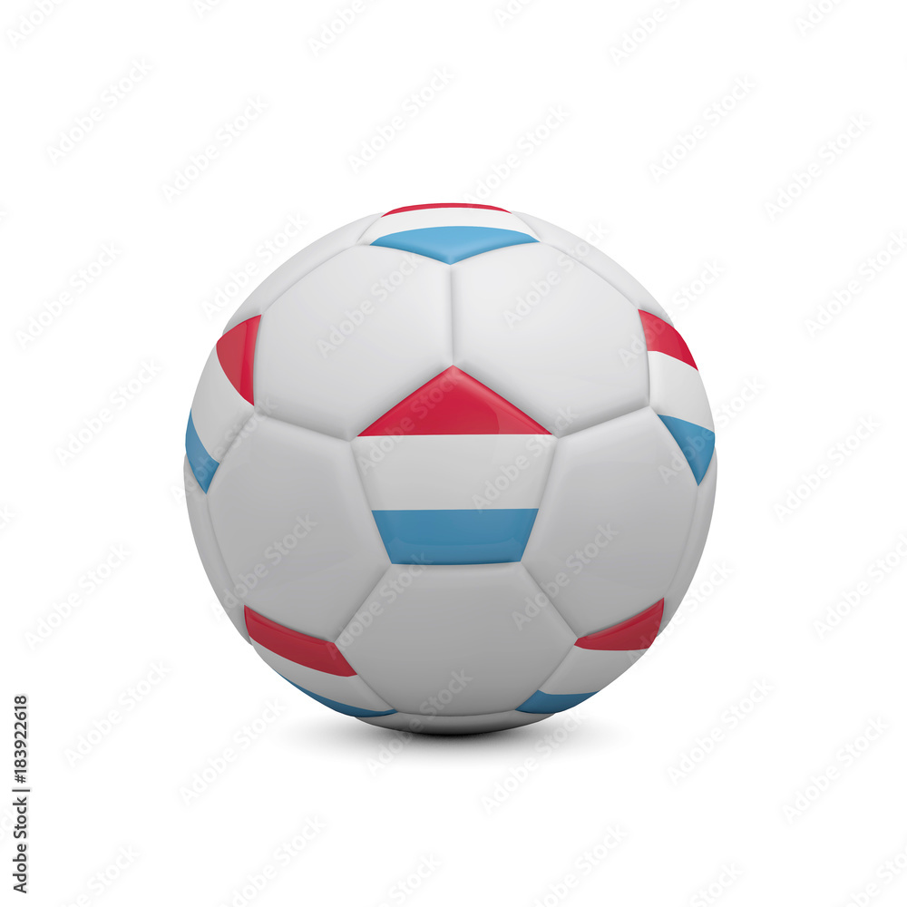 Soccer football with Luxembourg flag. 3D Rendering