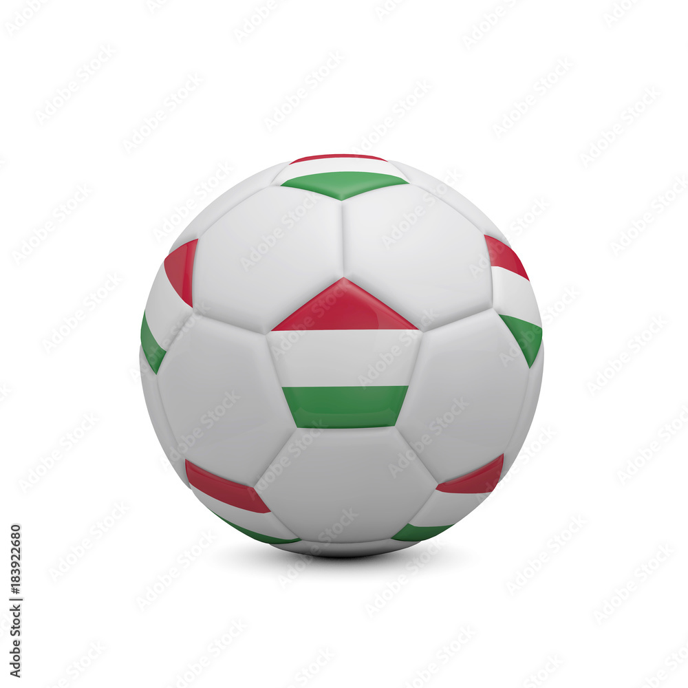 Soccer football with Hungary flag. 3D Rendering Soccer football with Hungary flag. 3D Rendering