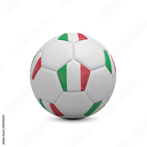 Soccer football with Italy flag. 3D Rendering
