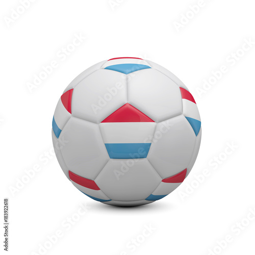 Soccer football with Luxembourg flag. 3D Rendering