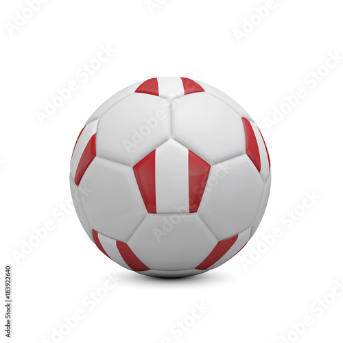 Soccer football with Peru flag. 3D Rendering
