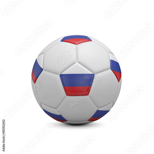 Soccer football with Russia flag. 3D Rendering