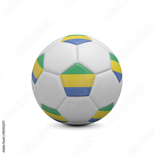 Soccer football with Gabon flag. 3D Rendering