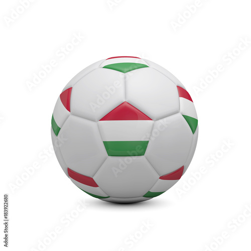 Soccer football with Hungary flag. 3D Rendering