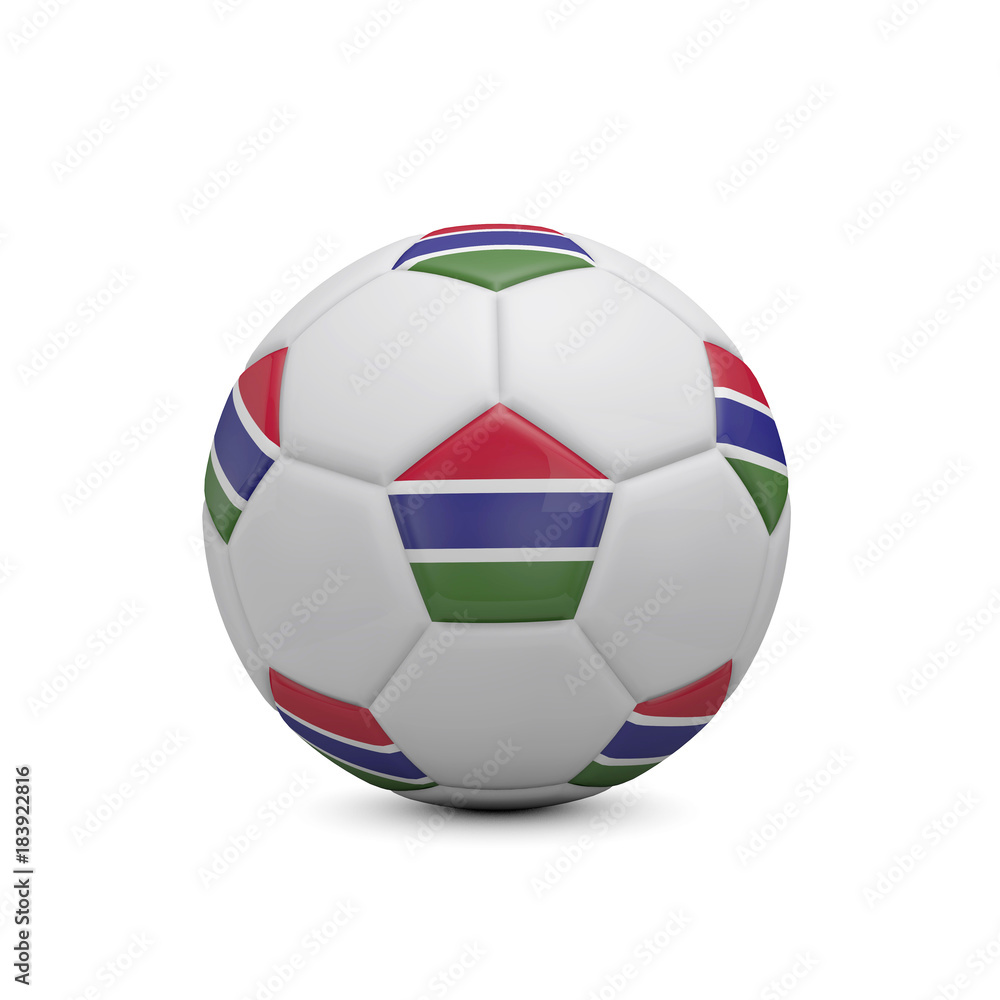 Soccer football with Gambia flag. 3D Rendering Soccer football with Gambia flag. 3D Rendering