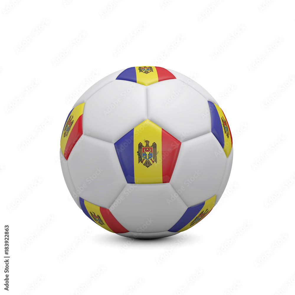 Soccer football with Moldova flag. 3D Rendering Soccer football with Moldova flag. 3D Rendering