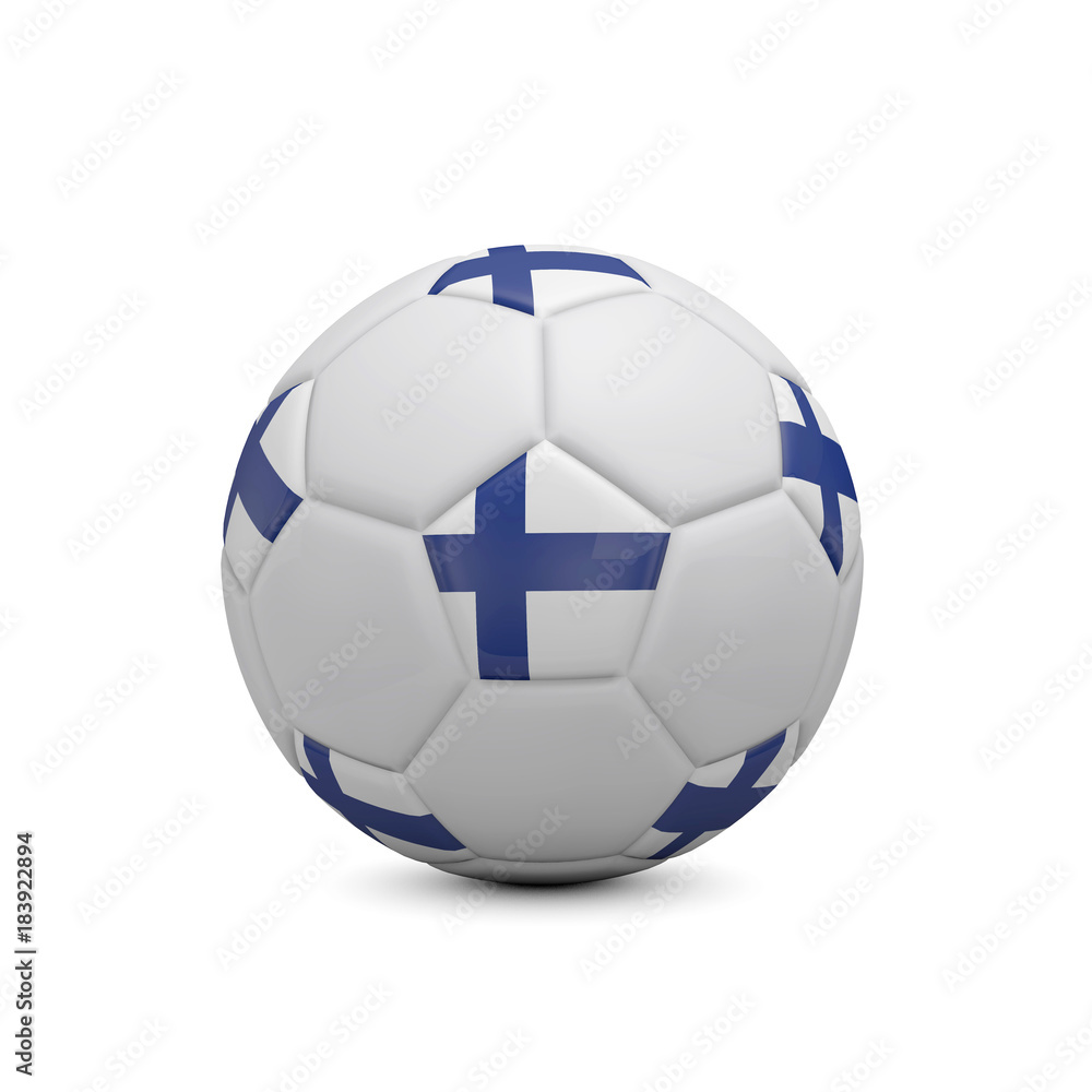 Soccer football with Finland flag. 3D Rendering