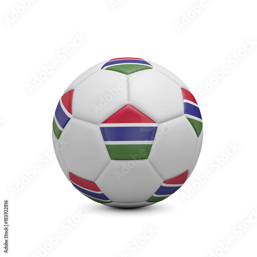 Soccer football with Gambia flag. 3D Rendering