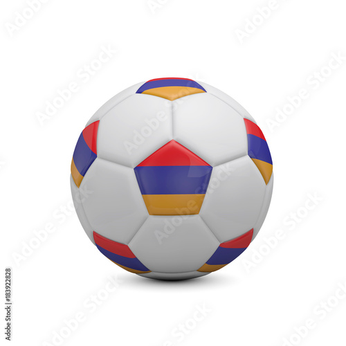 Soccer football with Armenia flag. 3D Rendering