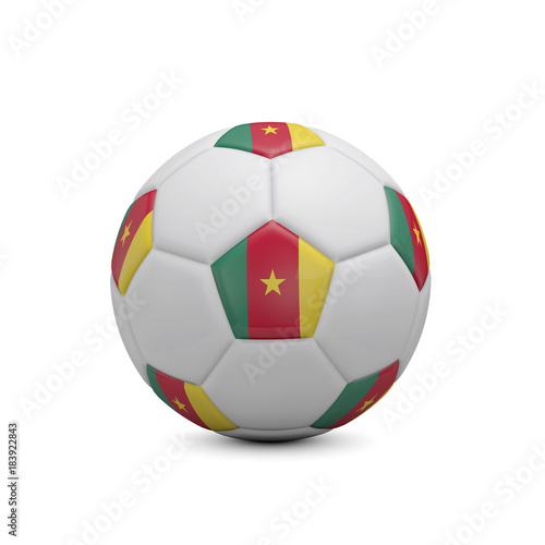 Soccer football with Cameroon flag. 3D Rendering