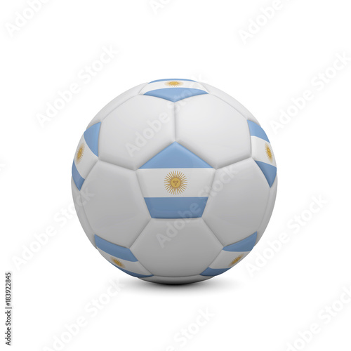 Soccer football with Argentina flag. 3D Rendering