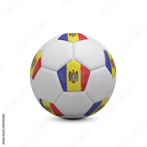 Soccer football with Moldova flag. 3D Rendering