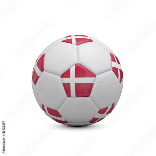 Soccer football with Denmark flag. 3D Rendering