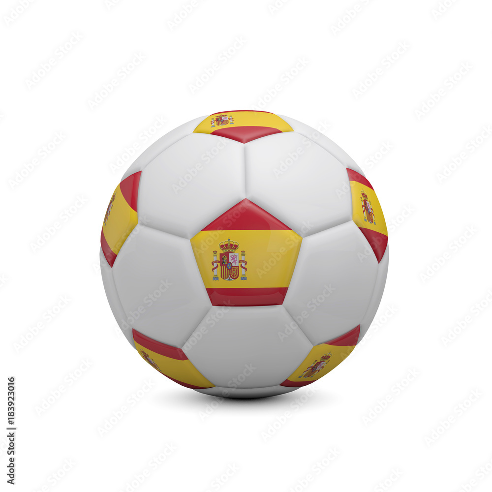 Soccer football with Spain flag. 3D Rendering Soccer football with Spain flag. 3D Rendering