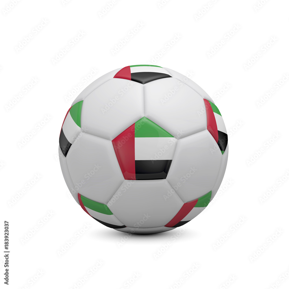 Soccer football with UAE flag. 3D Rendering