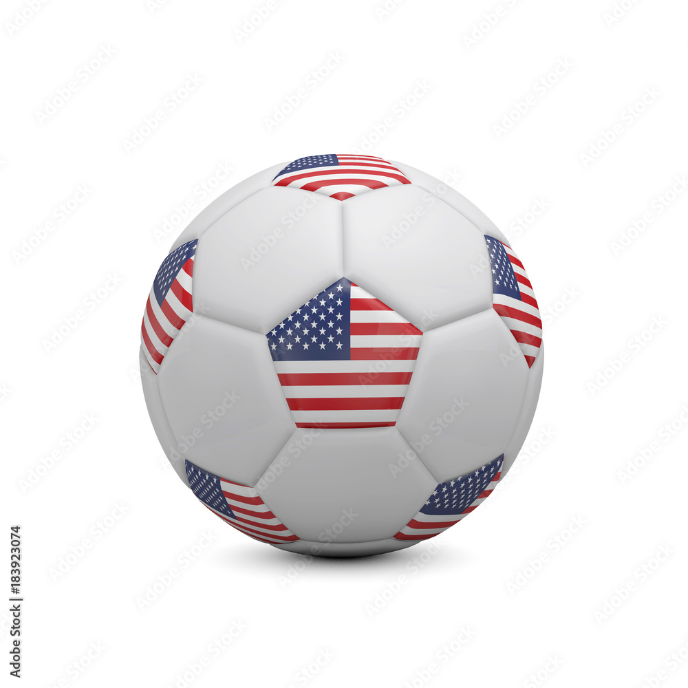 Soccer football with USA flag. 3D Rendering Soccer football with USA flag. 3D Rendering