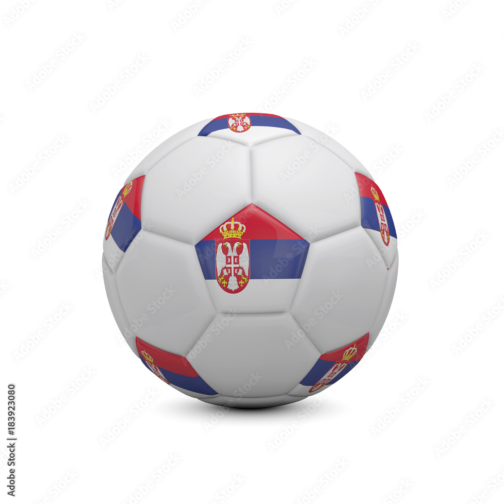 Soccer football with Serbia flag. 3D Rendering Soccer football with Serbia flag. 3D Rendering