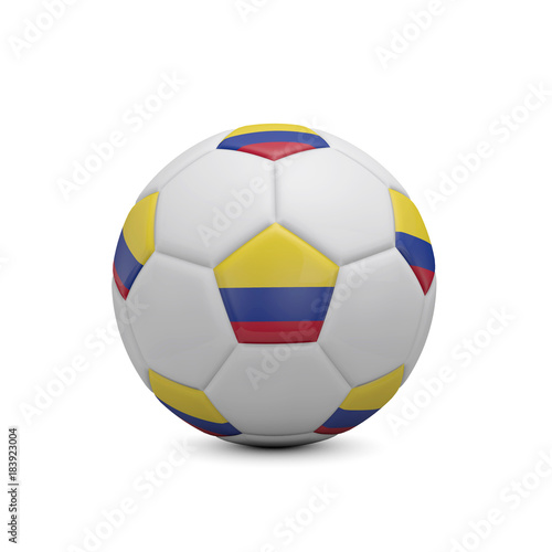 Soccer football with Colombia flag. 3D Rendering