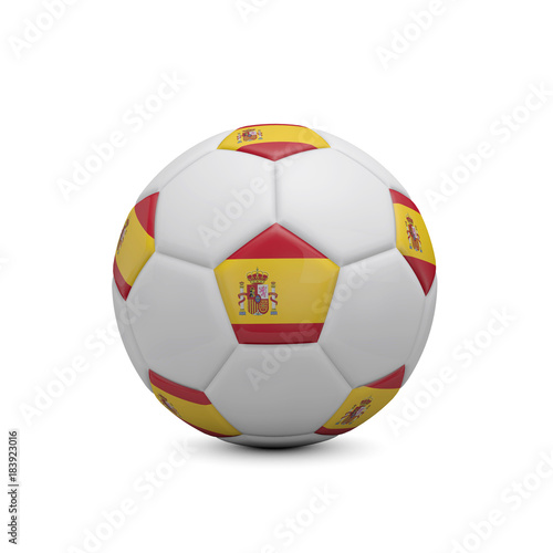 Soccer football with Spain flag. 3D Rendering