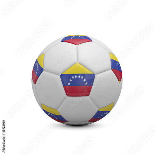 Soccer football with Venezuela flag. 3D Rendering