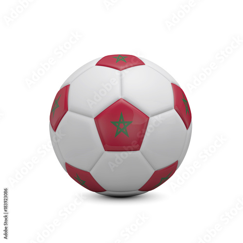 Soccer football with Morocco flag. 3D Rendering