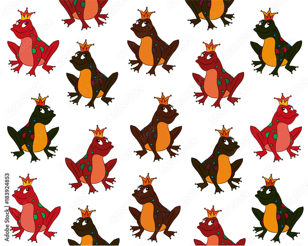 Colorful frogs pattern on white background Colorful frogs pattern on white background