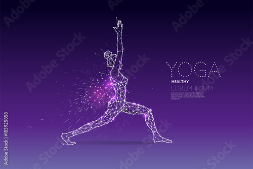 The particles, geometric art, line and dot of Yoga