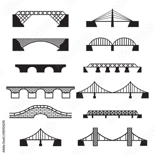 Fototapeta Naklejka Na Ścianę i Meble -  Bridge icons set. Vector bridges set.