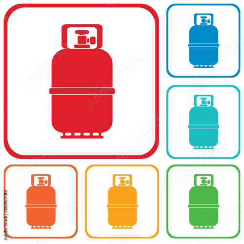 Camping gas bottle icon. Flat icon isolated