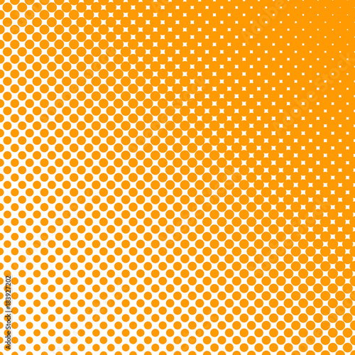 Color halftone halftone dot pattern background - vector graphic design from orange circles in varying sizes on white background